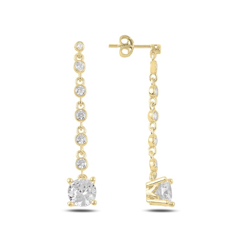 Round%20CZ%20Dangle%20Stud%20Earrings%20Gold%20Plated