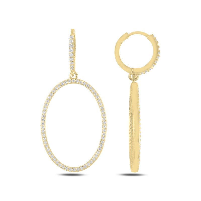 Oval%20CZ%20Dangle%20Earrings%20Gold%20Plated