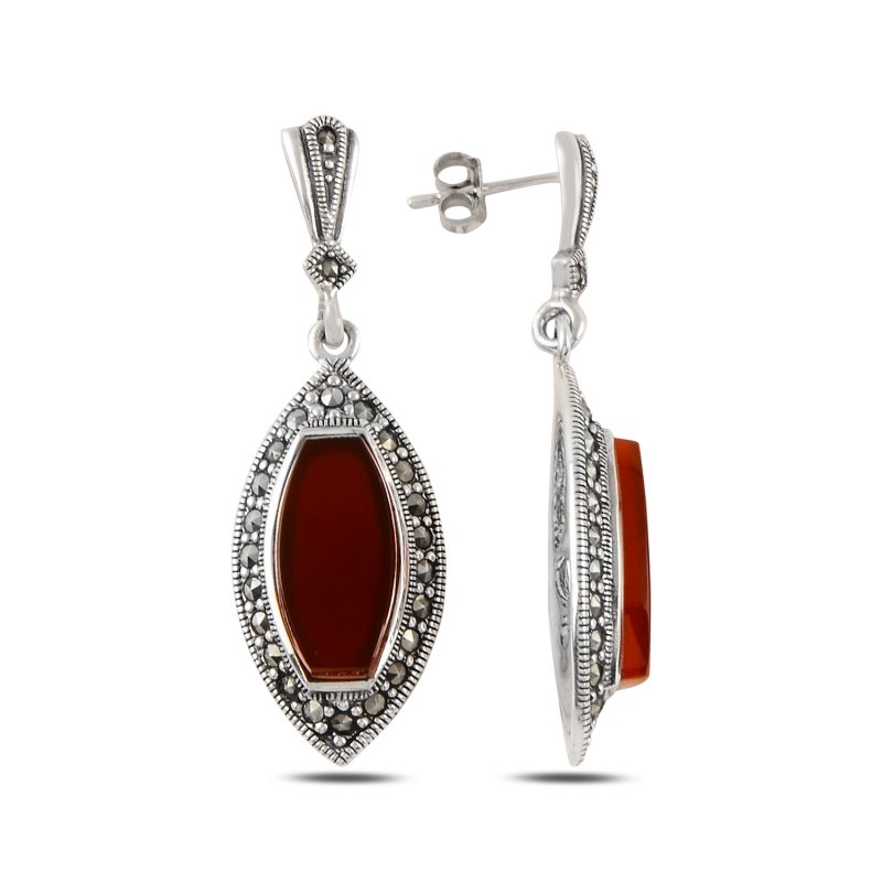 Marcasite%20&%20Red%20Agate%20Dangle%20Earrings