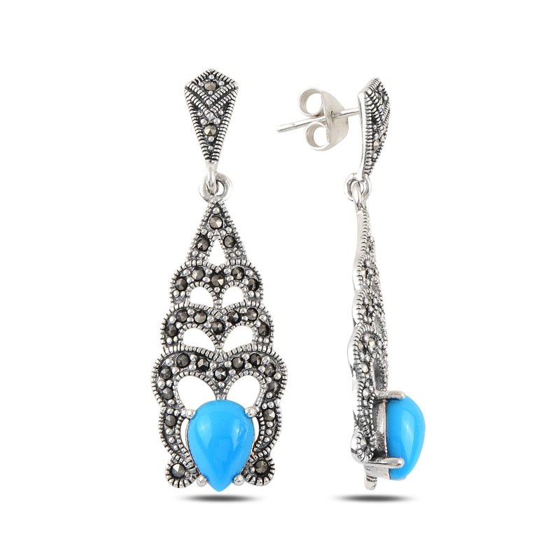 Marcasite%20&%20Turquoise%20Dangle%20Earrings