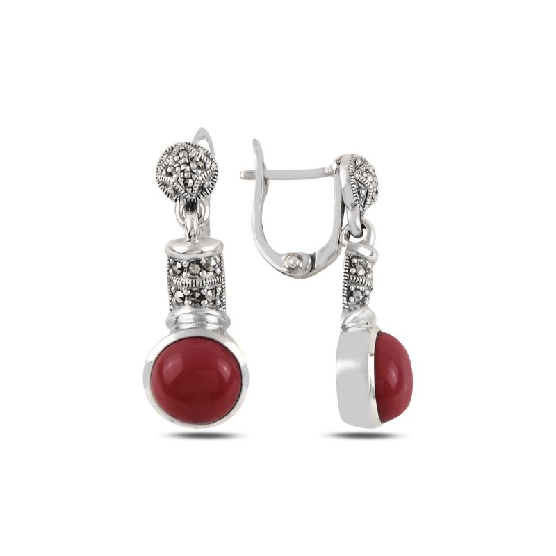 Marcasite%20&%20Red%20Agate%20Dangle%20Earrings