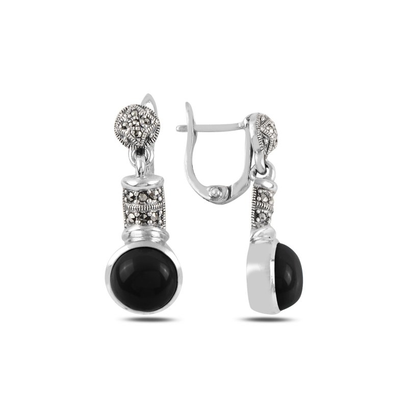 Marcasite%20&%20Onyx%20Dangle%20Earrings