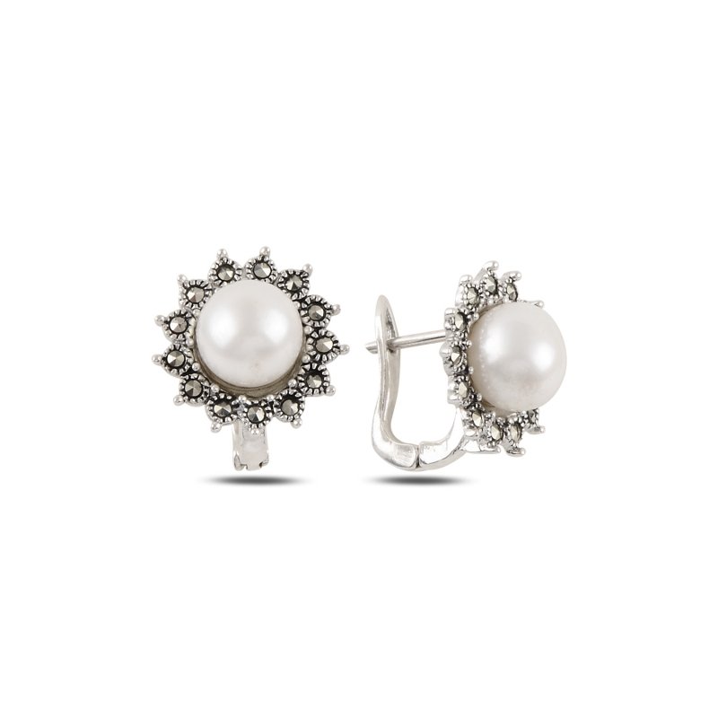 Pearl%20&%20Marcasite%20Latch%20Back%20Earrings