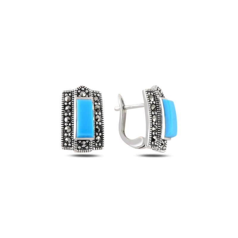 Marcasite%20&%20Turquoise%20Latch%20Back%20Earrings