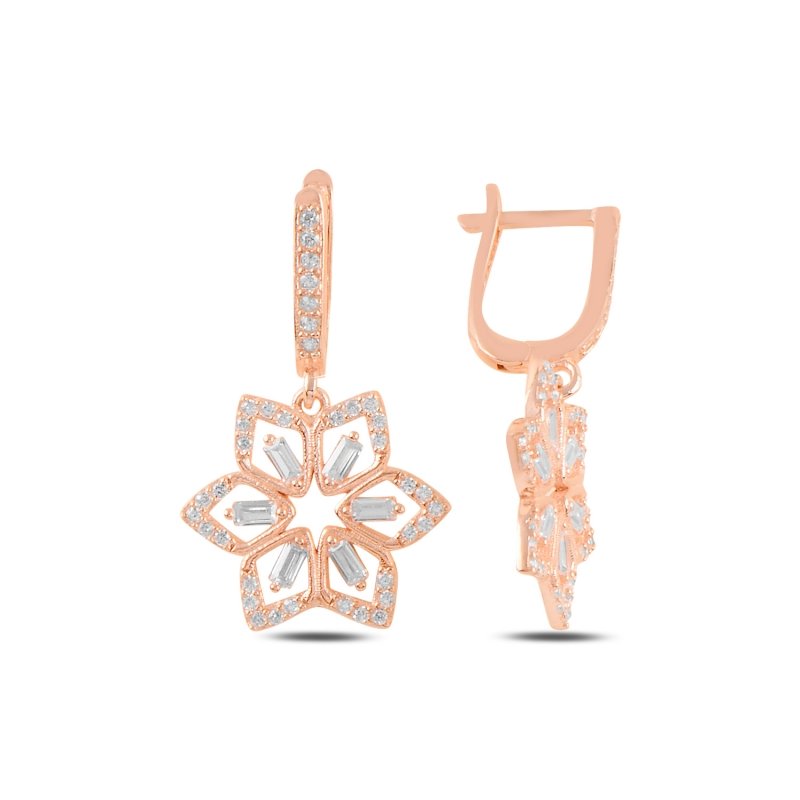 Flower%20Baguette%20CZ%20Dangle%20Latch%20Back%20Earrings