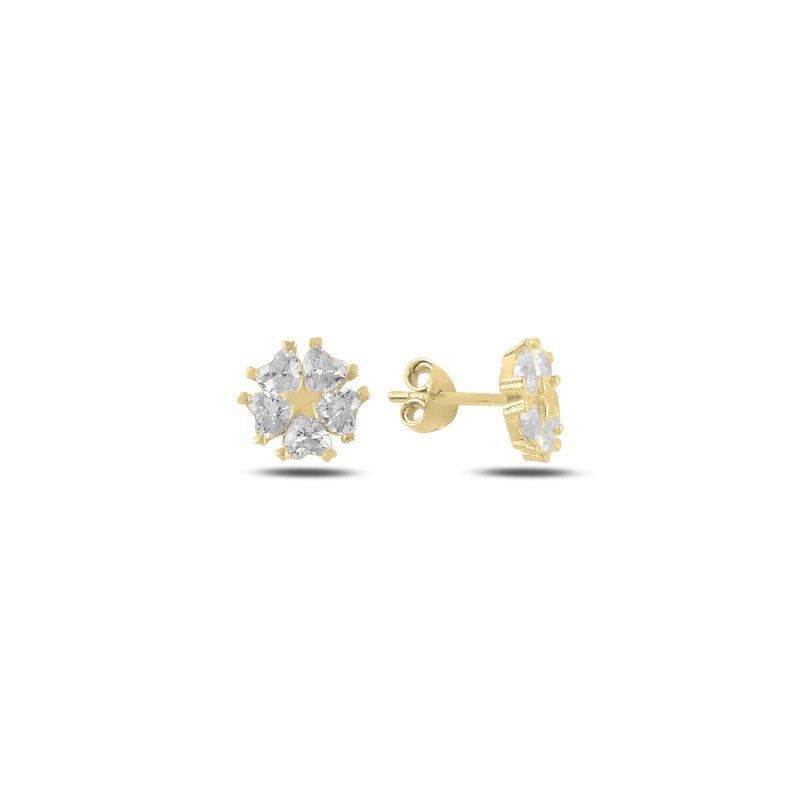 Heart%20CZ%20Flower%20&%20Star%20Stud%20Earrings%20Gold%20Plated