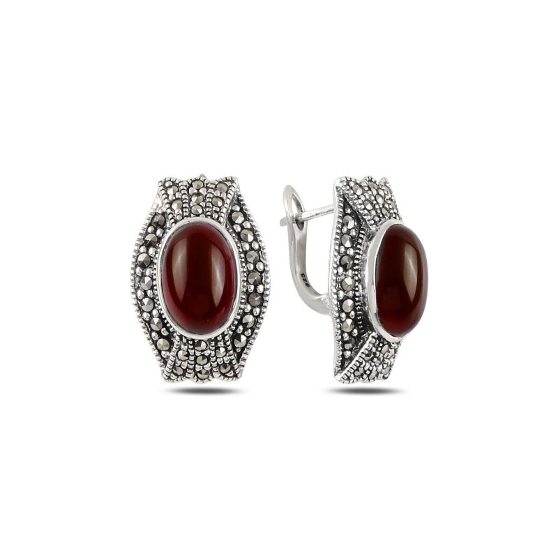 Red%20Agate%20&%20Marcasite%20Latch%20Back%20Earrings