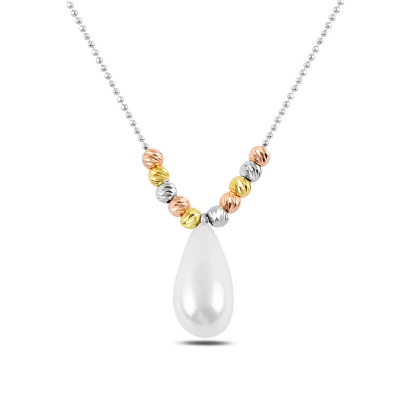 Pearl%20&%20Diamond%20Cut%20Tricolor%20Ball%20Necklace