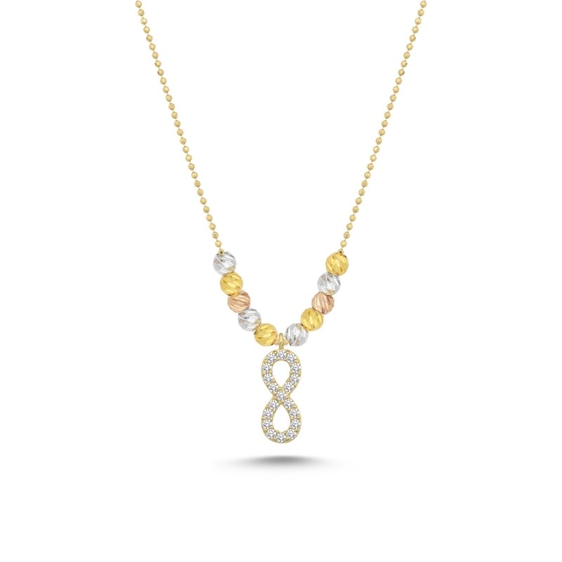 Infinity%20Diamond%20Cut%20Tricolor%20Ball%20&%20CZ%20Necklace-Gold%20Plated