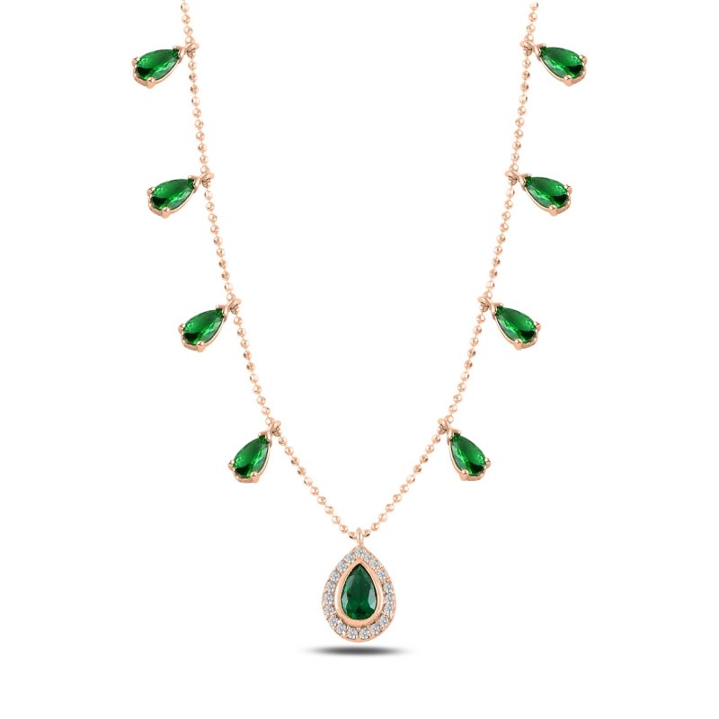 Teardrop%20Emerald%20CZ%20Dangle%20Charm%20Necklace-Rose%20Gold%20Plated