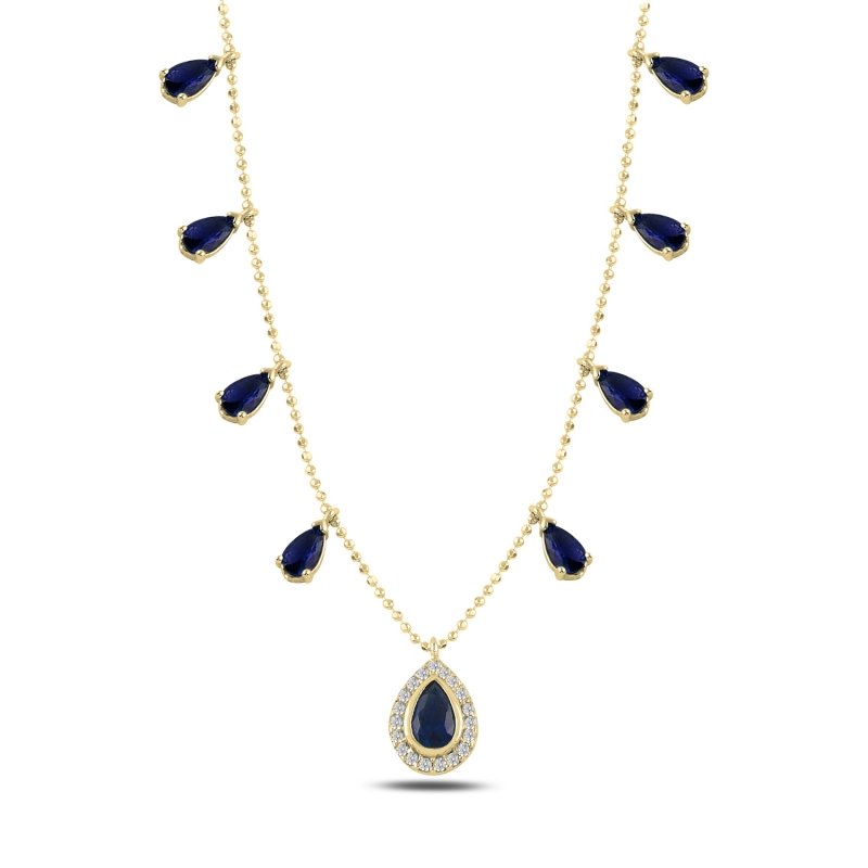 Teardrop%20Sapphire%20CZ%20Dangle%20Charm%20Necklace-Gold%20Plated