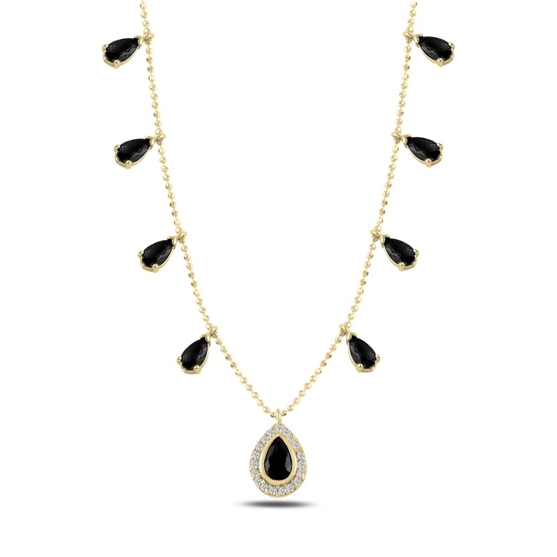 Teardrop%20Black%20CZ%20Dangle%20Charm%20Necklace-Gold%20Plated