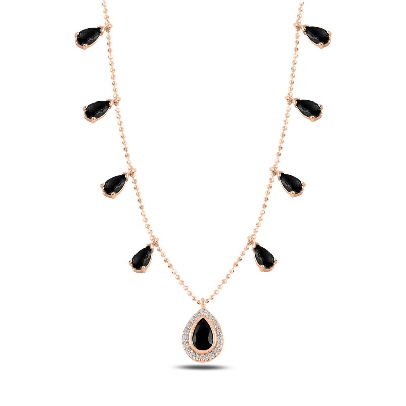 Teardrop%20Black%20CZ%20Dangle%20Charm%20Necklace-Rose%20Gold%20Plated