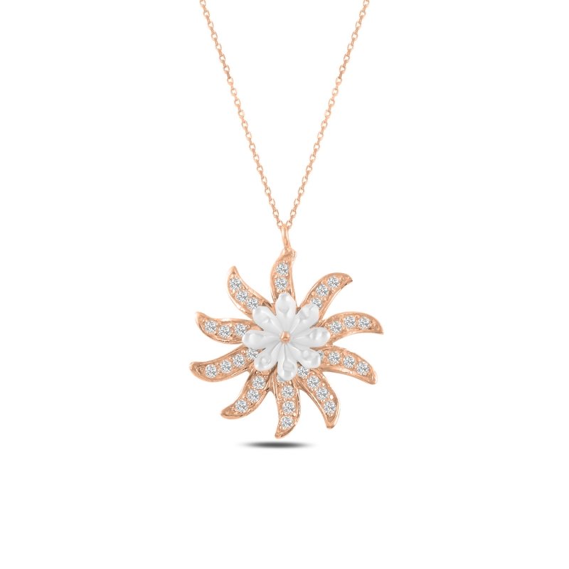 Flower%20Mother%20of%20Pearl%20&%20CZ%20Necklace-Rose%20Gold%20Plated