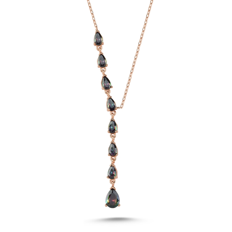 Teardrop%20Mystic%20Topaz%20CZ%20Dangle%20Y%20Necklace-Rose%20Gold%20Plated