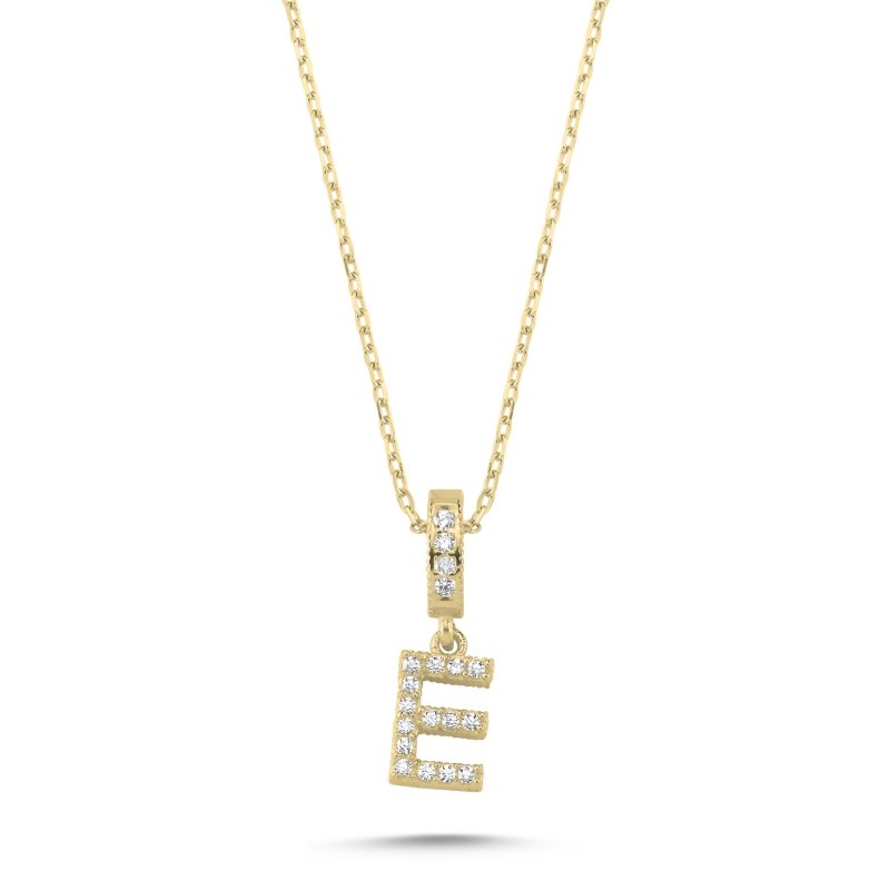 -E-%20Initial%20CZ%20Necklace-Gold%20Plated