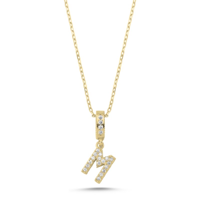 -M-%20Initial%20CZ%20Necklace-Gold%20Plated