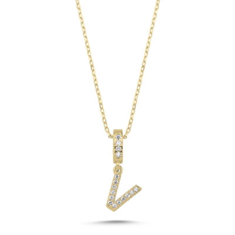 -V-%20Initial%20CZ%20Necklace-Gold%20Plated