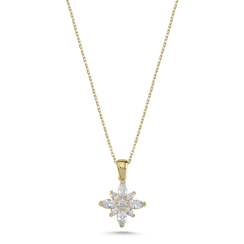 Lotus%20Flower%20Marquise%20CZ%20Necklace-Gold%20Plated