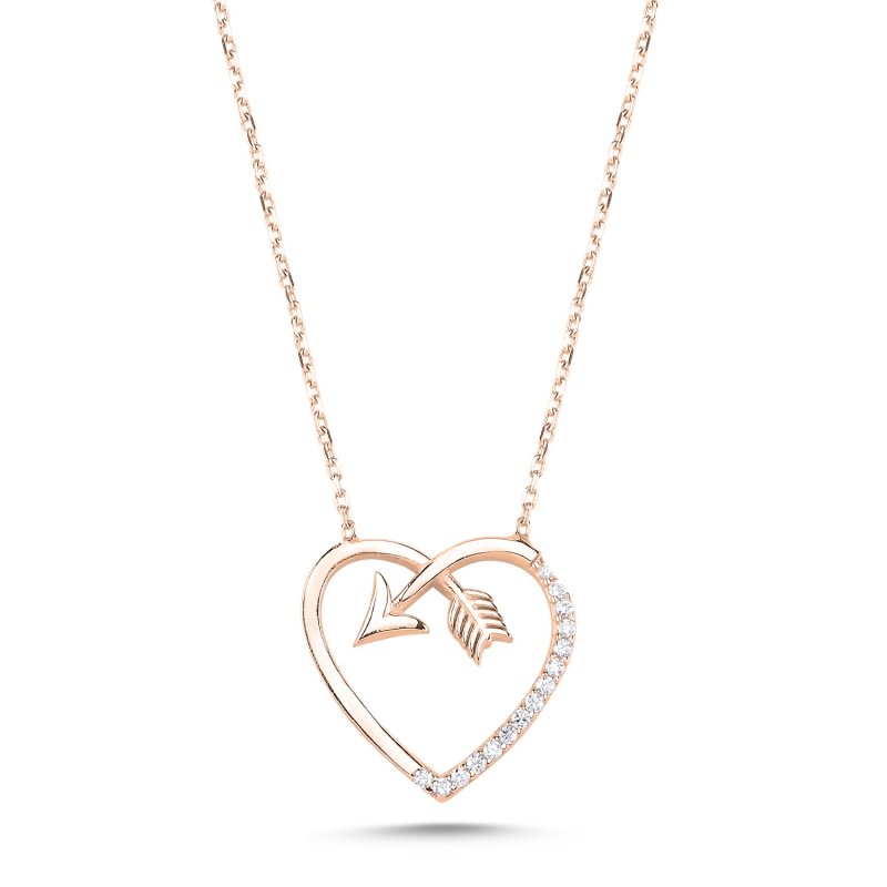 Heart%20&%20Arrow%20CZ%20Necklace-Rose%20Gold%20Plated