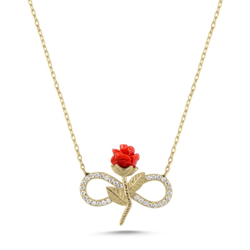 Infinity%20&%20Rose%20CZ%20Necklace-Gold%20Plated