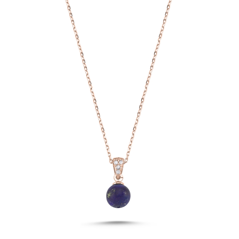 Lapis%20Lazuli%20&%20CZ%20Necklace-Rose%20Gold%20Plated