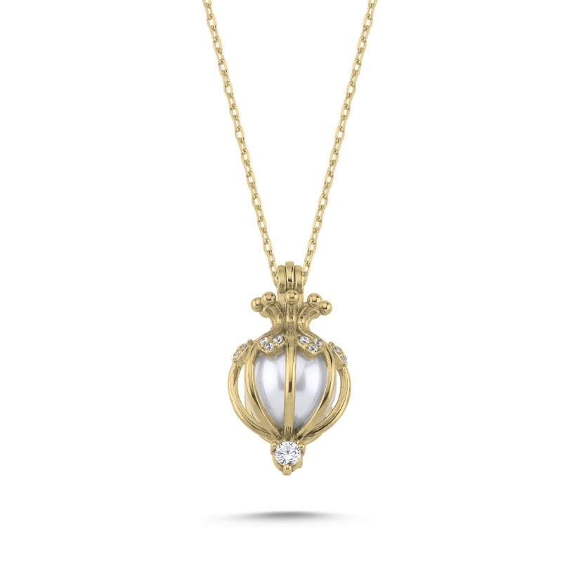 Pearl%20in%20Cage%20CZ%20Necklace-Gold%20Plated