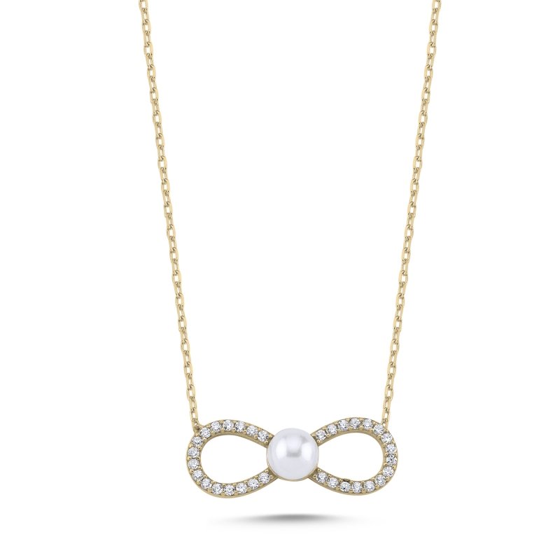 Infinity%20&%20Pearl%20CZ%20Necklace-Gold%20Plated