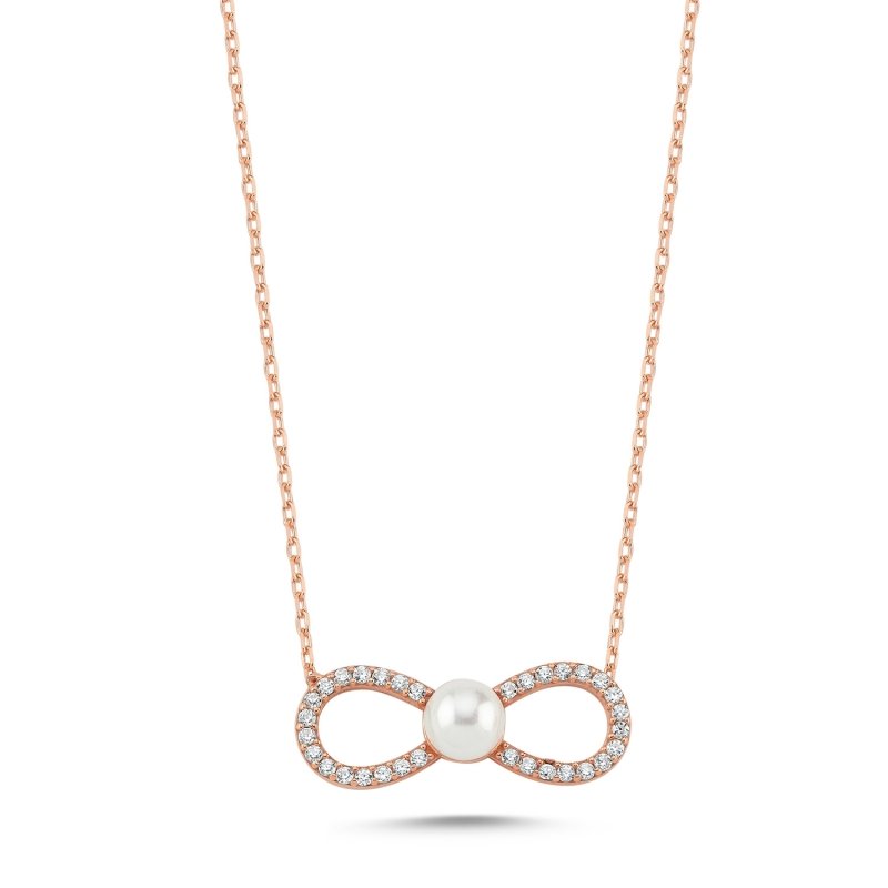 Infinity%20&%20Pearl%20CZ%20Necklace-Rose%20Gold%20Plated