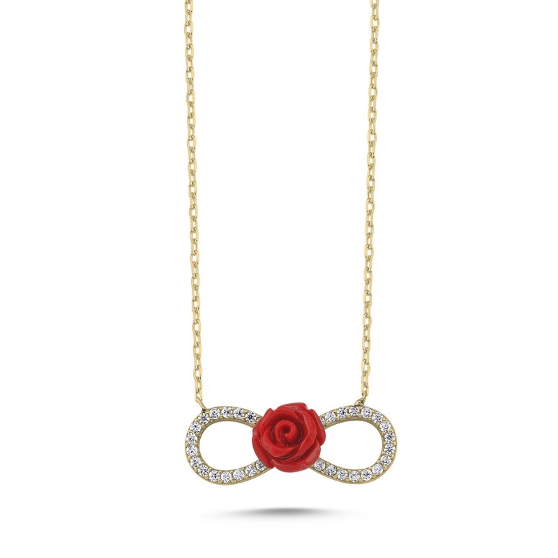 Infinity%20&%20Rose%20CZ%20Necklace-Gold%20Plated