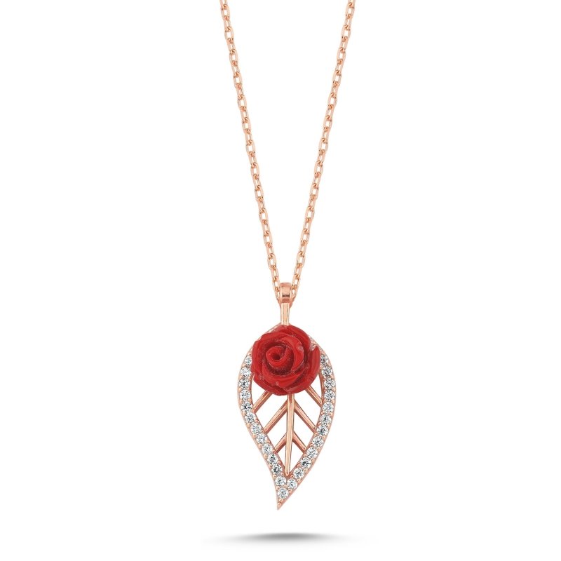 Leaf%20&%20Rose%20CZ%20Necklace-Rose%20Gold%20Plated