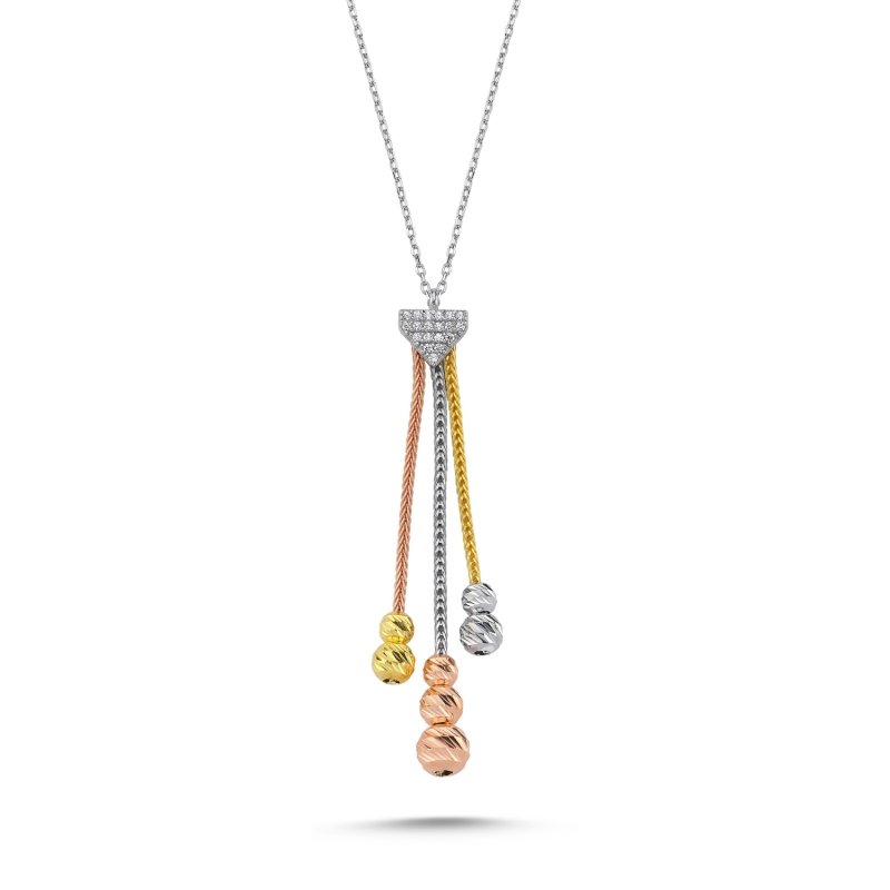 Diamond%20Cut%20Tricolor%20Ball%20With%20CZ%20Dangle%20Necklace