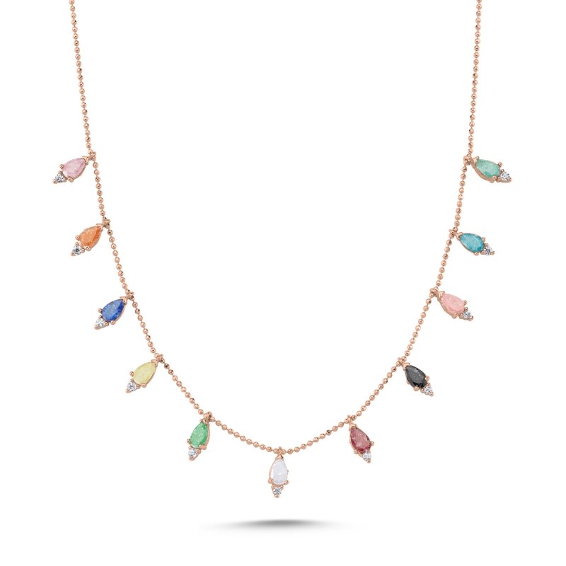 Teardrop%20Iced%20Multi%20Color%20CZ%20Dangle%20Charm%20Necklace-Rose%20Gold%20Plated