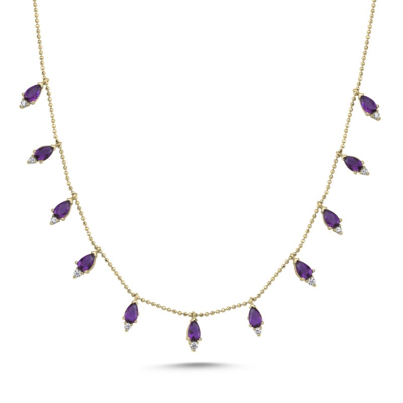 Teardrop%20Amethyst%20CZ%20Dangle%20Charm%20Necklace-Gold%20Plated