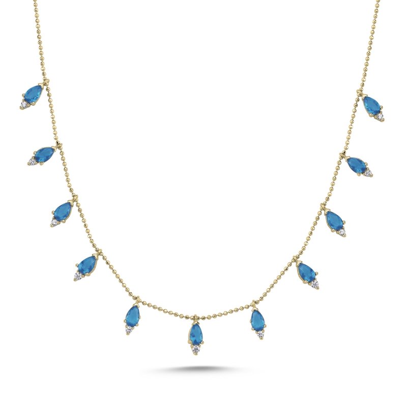 Teardrop%20Aquamarine%20CZ%20Dangle%20Charm%20Necklace-Gold%20Plated