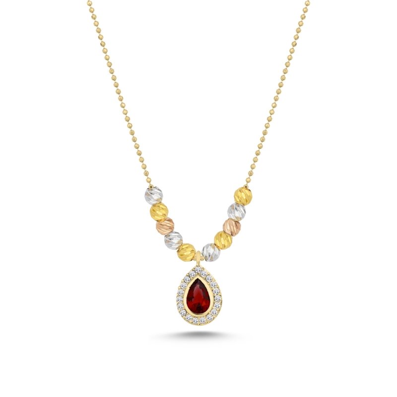 Diamond%20Cut%20Tricolor%20Ball%20&%20CZ%20Necklace-Gold%20Plated