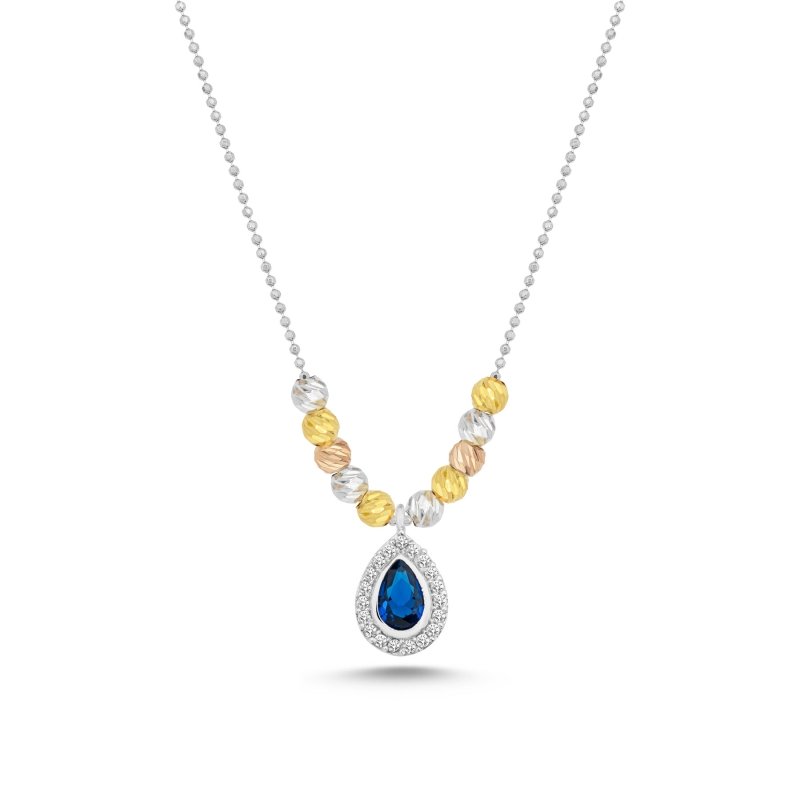 Diamond%20Cut%20Tricolor%20Ball%20&%20CZ%20Necklace