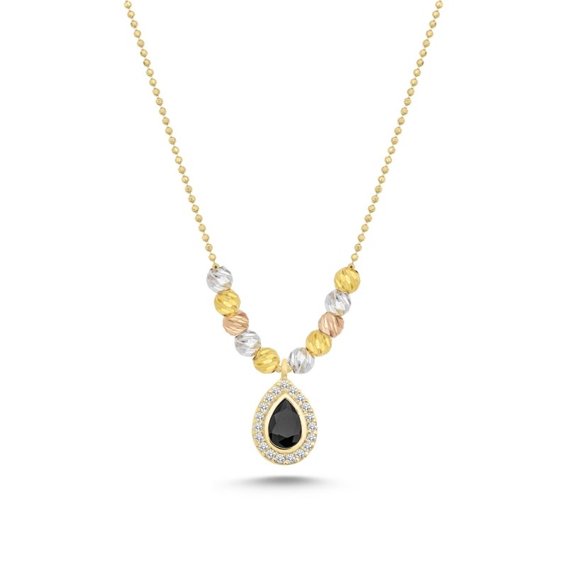 Diamond%20Cut%20Tricolor%20Ball%20&%20CZ%20Necklace-Gold%20Plated