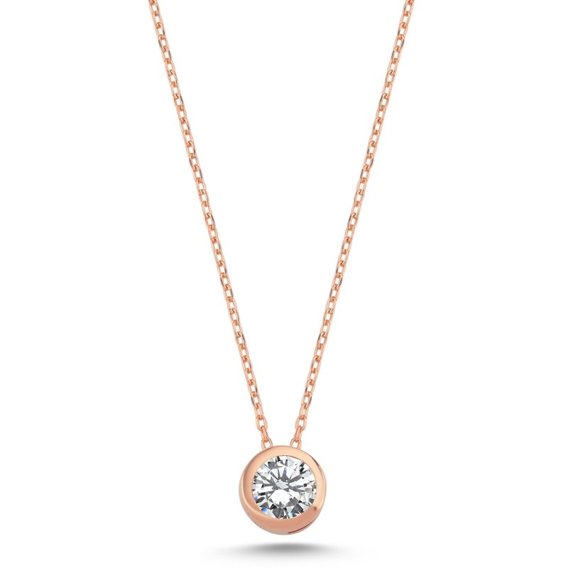 Solitaire%20Round%20CZ%20Necklace-Rose%20Gold%20Plated