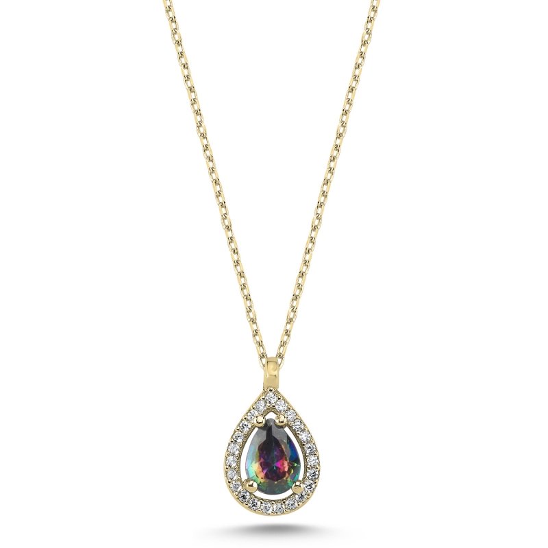 Teardrop%20Mystic%20Topaz%20CZ%20Halo%20Solitaire%20Necklace-Gold%20Plated