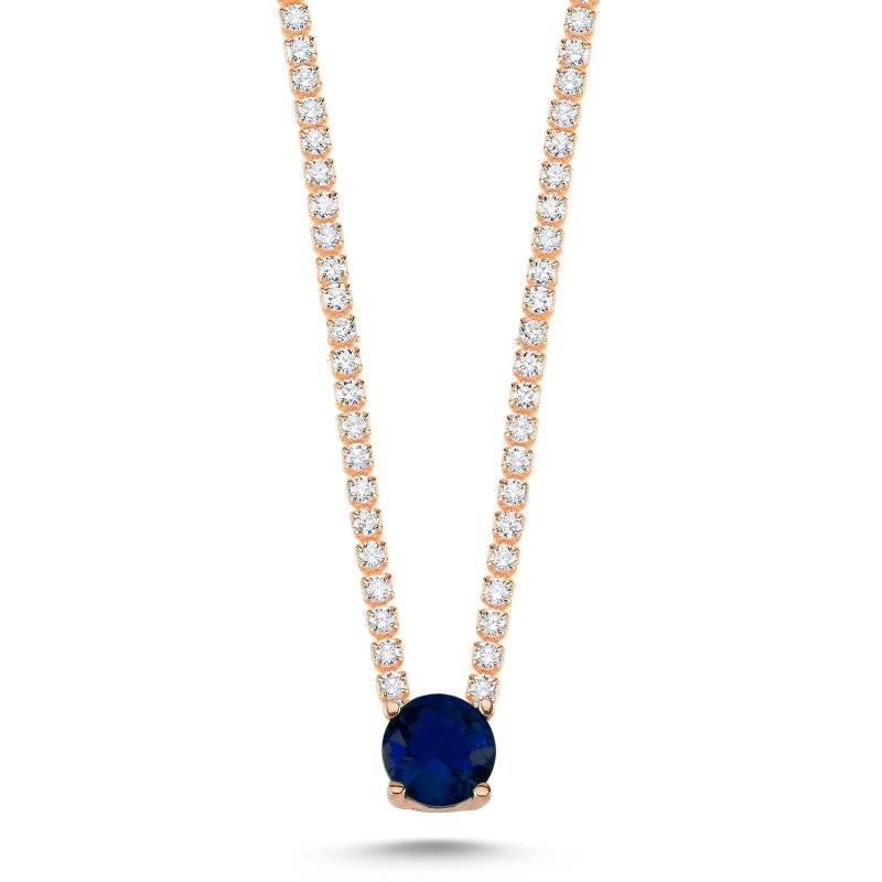 Sapphire%20CZ%20Tennis%20Necklace-Rose%20Gold%20Plated