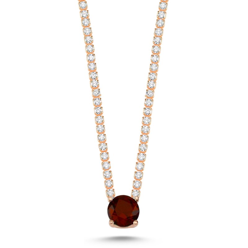 Garnet%20CZ%20Tennis%20Necklace-Rose%20Gold%20Plated