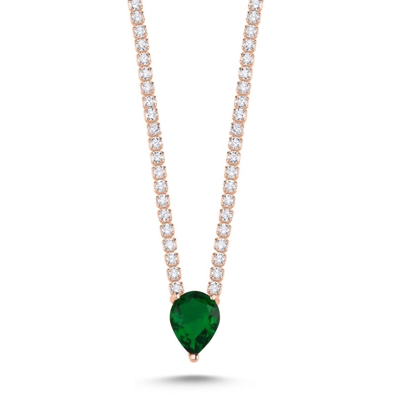 Emerald%20CZ%20Tennis%20Necklace-Rose%20Gold%20Plated