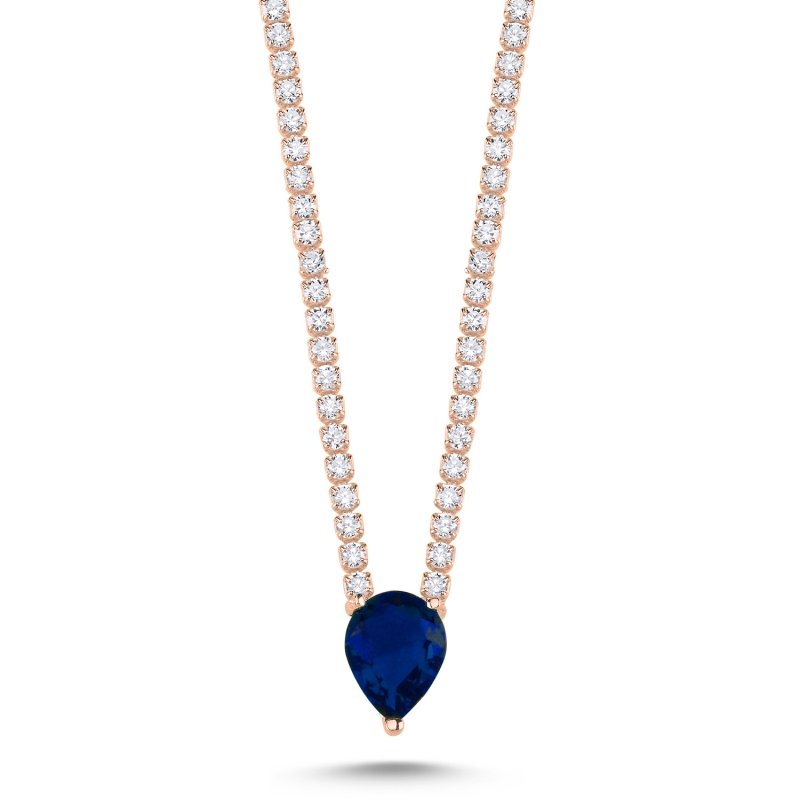 Sapphire%20CZ%20Tennis%20Necklace-Rose%20Gold%20Plated