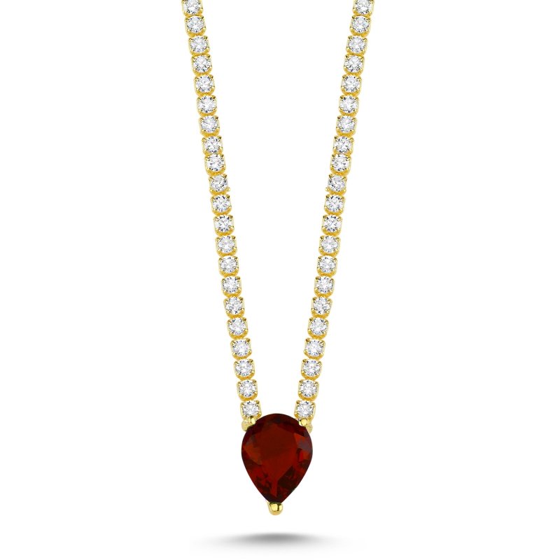 Garnet%20CZ%20Tennis%20Necklace-Gold%20Plated