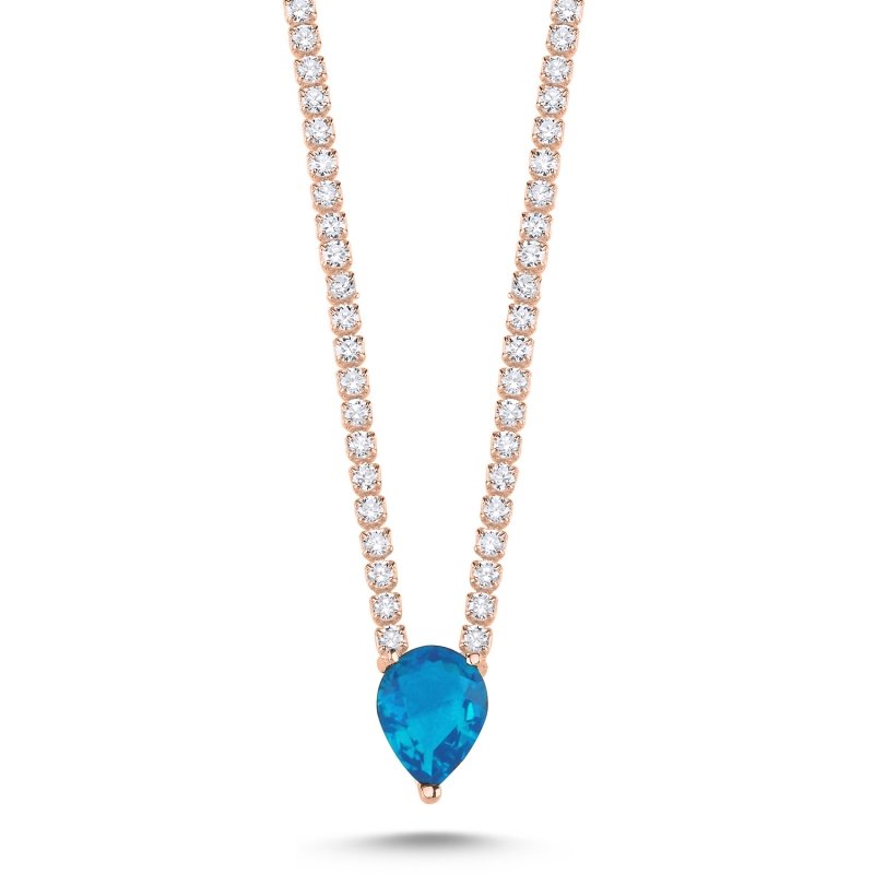 Aquamarine%20CZ%20Tennis%20Necklace-Rose%20Gold%20Plated