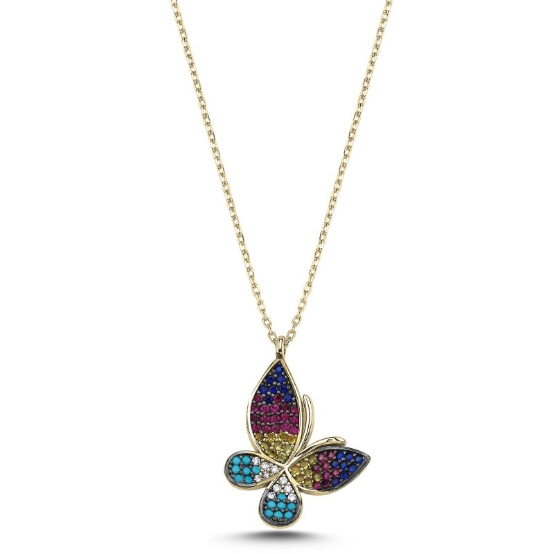 Butterfly%20Mix%20CZ%20Necklace-Gold%20Plated