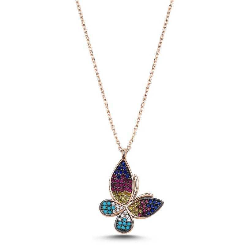 Butterfly%20Mix%20CZ%20Necklace-Rose%20Gold%20Plated