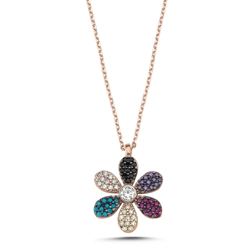 Daisy%20Colorful%20CZ%20Necklace-Rose%20Gold%20Plated