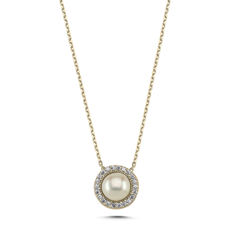 Pearl%20&%20CZ%20Halo%20Necklace-Gold%20Plated